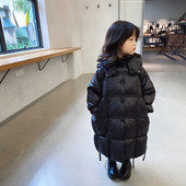 Odjeća za djevojčice 3-12 godina Zimska podstavljena jakna Topla jakna Modna dječja jakna s kapuljačom Duga crna jakna za djevojčice Q713