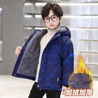 2023 Copii Adolescent Băieți Jachetă Pardesiu Bumbac de lux Îngroșa Catifea Sporturi de iarnă Adolescent Plus Size Îmbrăcăminte pentru copii