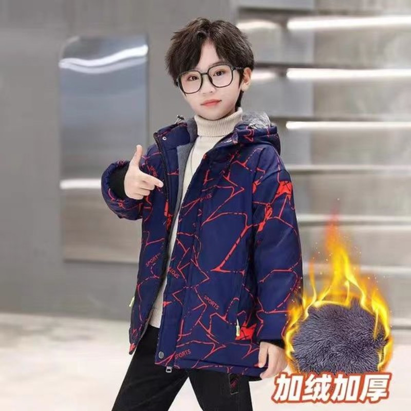 2023 Copii Adolescent Băieți Jachetă Pardesiu Bumbac de lux Îngroșa Catifea Sporturi de iarnă Adolescent Plus Size Îmbrăcăminte pentru copii