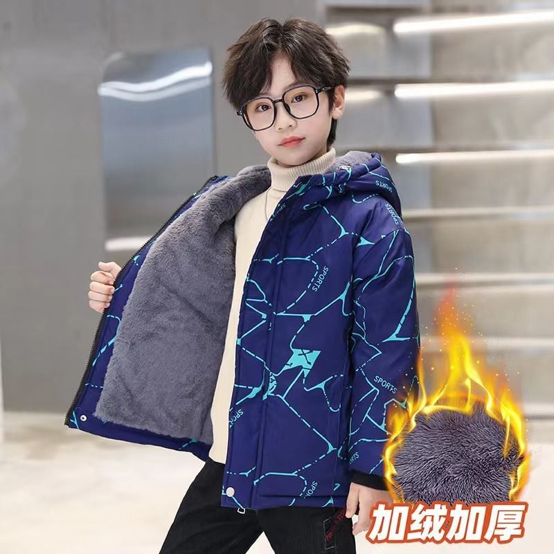 2023 Copii Adolescent Băieți Jachetă Pardesiu Bumbac de lux Îngroșa Catifea Sporturi de iarnă Adolescent Plus Size Îmbrăcăminte pentru copii