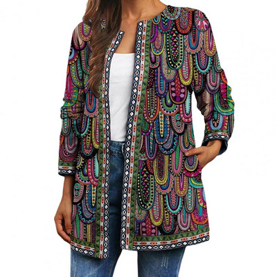 Palton pentru femei, haină frumoasă de toamnă, cu imprimeu de fluturi, jachetă de doamnă, caldă, vintage, cardigan, jachetă de primăvară, jachetă de iarnă pentru femei