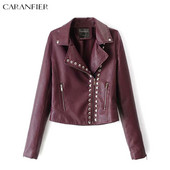 CARANFIER Jachetă de piele pentru femei, iarnă, toamnă, haină de doamnă, moale, din pânză artificială, nit, vintage, buzunar, motociclist, îmbrăcăminte exterioară pentru slăbit MĂRIME EU