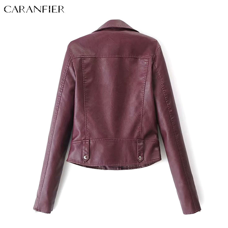 CARANFIER Jachetă de piele pentru femei, iarnă, toamnă, haină de doamnă, moale, din pânză artificială, nit, vintage, buzunar, motociclist, îmbrăcăminte exterioară pentru slăbit MĂRIME EU