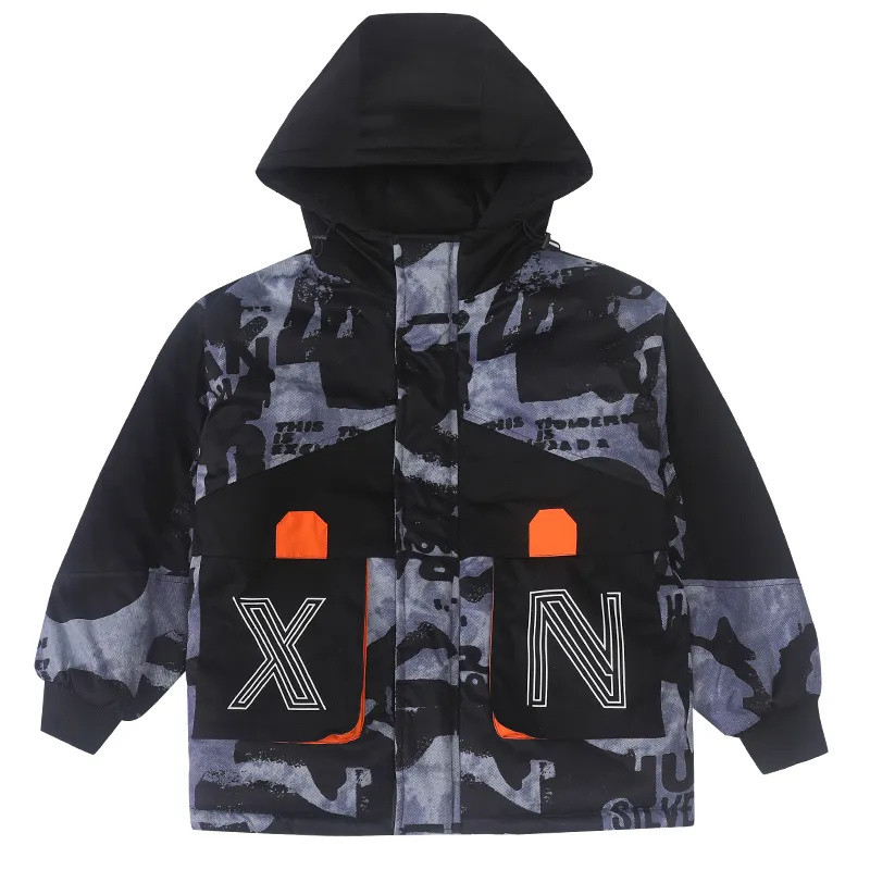 Moda băieți îngroșează paltoane calde pentru copii Parka de pluș de iarnă Îmbrăcăminte pentru copii pentru 7-14 ani Adolescent Jachete rezistente la vânt CH182