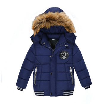 Μπουφάν για μικρά αγόρια με βαμβακερό βαμβάκι Παιδικό γούνινο γιακά κουκούλα Χοντρό ζεστό χειμωνιάτικο χιονοστιβάδα παλτό Parka