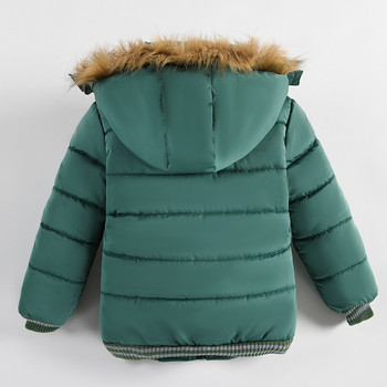 Μπουφάν για μικρά αγόρια με βαμβακερό βαμβάκι Παιδικό γούνινο γιακά κουκούλα Χοντρό ζεστό χειμωνιάτικο χιονοστιβάδα παλτό Parka