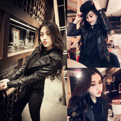 Есенно развлекателно момчешко мотоциклетно яке Дамско есенно зимно черно модно външно облекло PU яке от изкуствена кожа Готически кожени палта