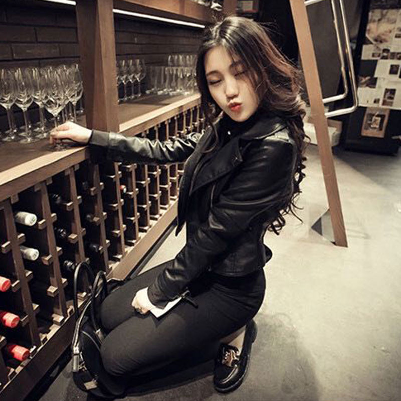 Есенно развлекателно момчешко мотоциклетно яке Дамско есенно зимно черно модно външно облекло PU яке от изкуствена кожа Готически кожени палта