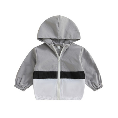 FOCUSNORM 0-5G Bērnu zēnu jaka ārējais apģērbs, 3 krāsu garas piedurknes ar kapuci, raibs rāvējslēdzējs, aizdare rudens ikdienas apģērbs