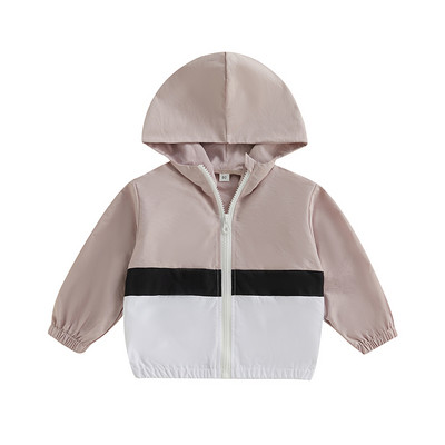 FOCUSNORM 0-5G Bērnu zēnu jaka ārējais apģērbs, 3 krāsu garas piedurknes ar kapuci, raibs rāvējslēdzējs, aizdare rudens ikdienas apģērbs