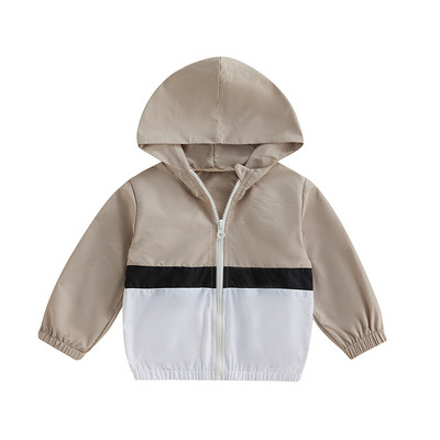 FOCUSNORM 0-5G Bērnu zēnu jaka ārējais apģērbs, 3 krāsu garas piedurknes ar kapuci, raibs rāvējslēdzējs, aizdare rudens ikdienas apģērbs