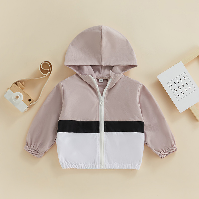 FOCUSNORM 0-5G Bērnu zēnu jaka ārējais apģērbs, 3 krāsu garas piedurknes ar kapuci, raibs rāvējslēdzējs, aizdare rudens ikdienas apģērbs