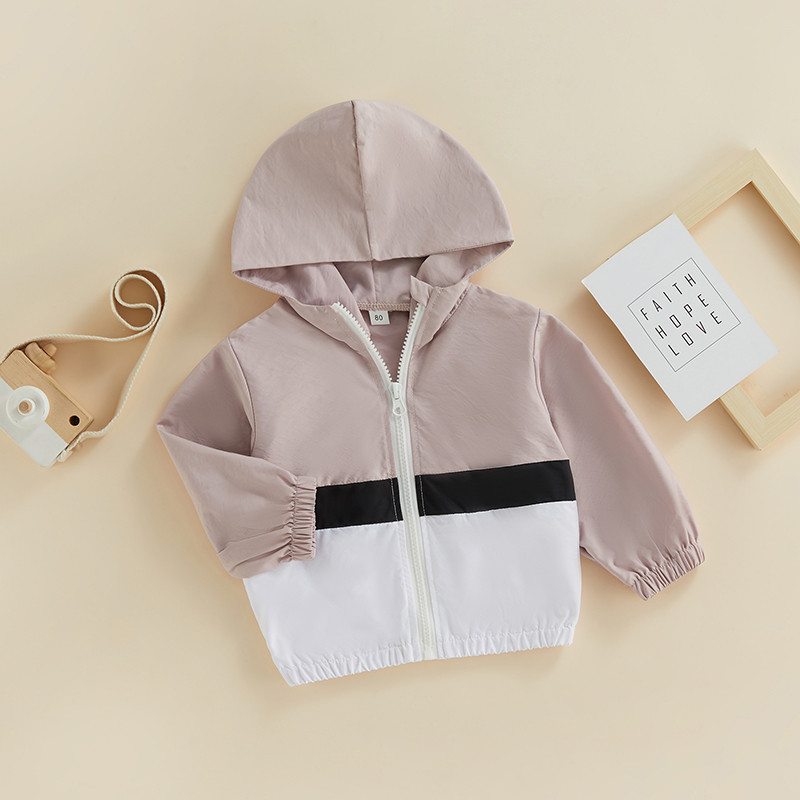 FOCUSNORM 0-5G Bērnu zēnu jaka ārējais apģērbs, 3 krāsu garas piedurknes ar kapuci, raibs rāvējslēdzējs, aizdare rudens ikdienas apģērbs