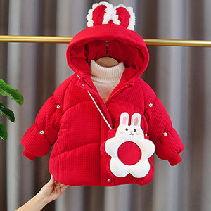 Jachetă de iarnă pentru fetiță, 1-5 ani, iepure drăguț, prințesă de Crăciun, haină pentru fete, groasă, călduroasă, îmbrăcăminte exterioară pentru copii, cadou de aniversare