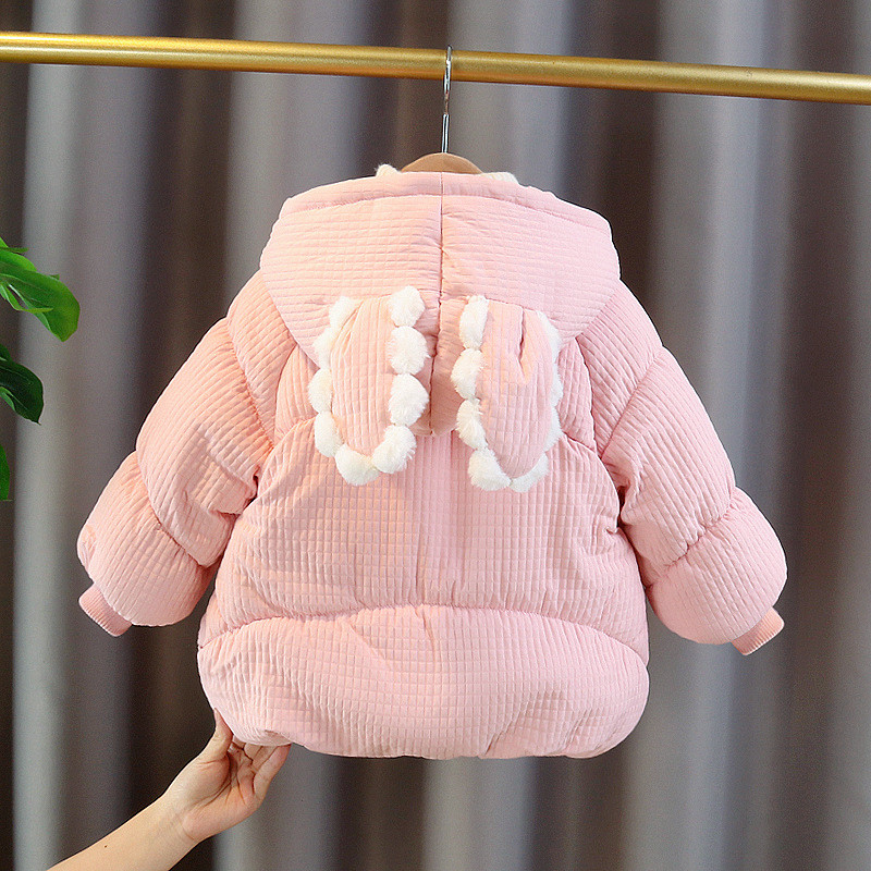 Jachetă de iarnă pentru fetiță, 1-5 ani, iepure drăguț, prințesă de Crăciun, haină pentru fete, groasă, călduroasă, îmbrăcăminte exterioară pentru copii, cadou de aniversare