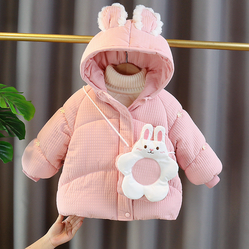 Jachetă de iarnă pentru fetiță, 1-5 ani, iepure drăguț, prințesă de Crăciun, haină pentru fete, groasă, călduroasă, îmbrăcăminte exterioară pentru copii, cadou de aniversare