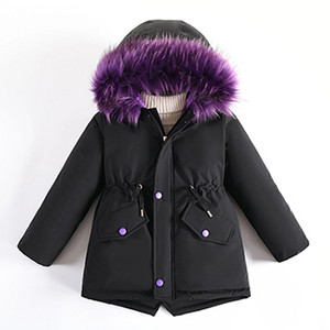 Jachetă de iarnă pentru fete adolescente 4-14 ani, plus haină caldă de catifea pentru copii, pentru fete, guler de blană, parka cu glugă, îmbrăcăminte exterioară pentru copii