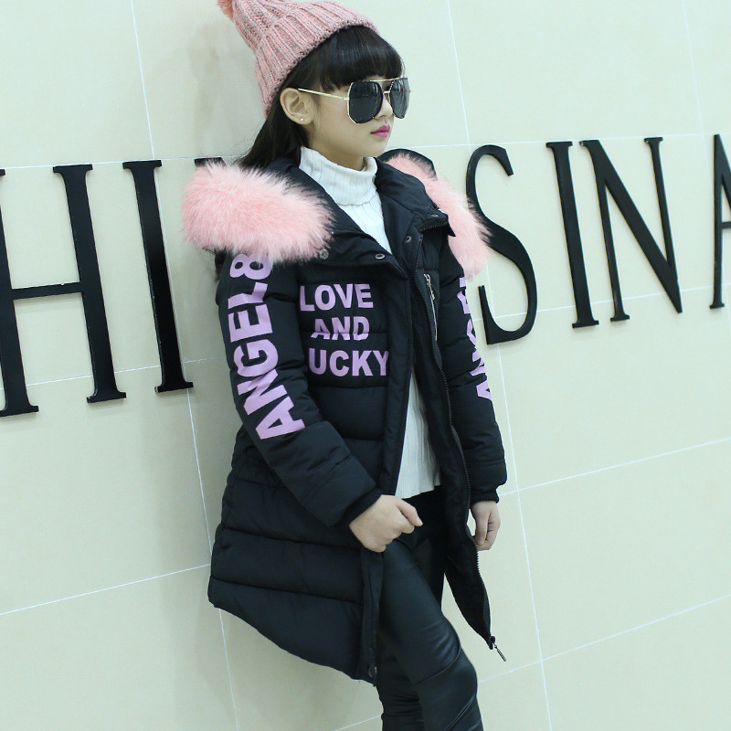 4 6 8 10 12 ani Adolescent Copii Parka Menține cald Toamna Iarnă Jachete pentru fete Moda Scrisoare Palton lung cu glugă Îmbrăcăminte exterioară pentru copii