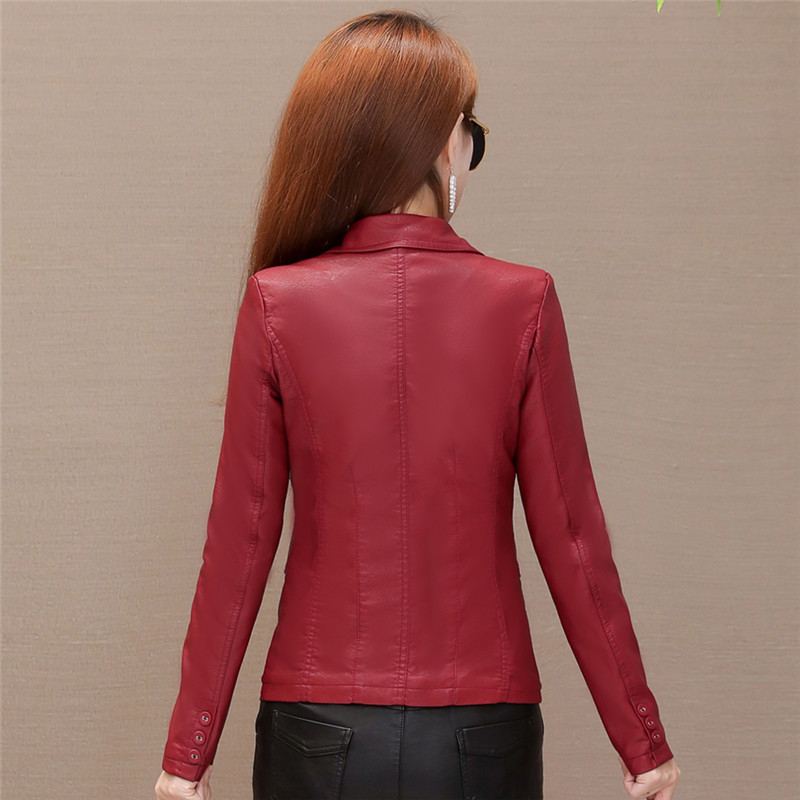 Toamnă Femei Jachetă de piele Pu fetiță Palton scurt Femeie Negru Punk Bomber Faux Piele Îmbrăcăminte de primăvară Blazer tops Sinngle Buton