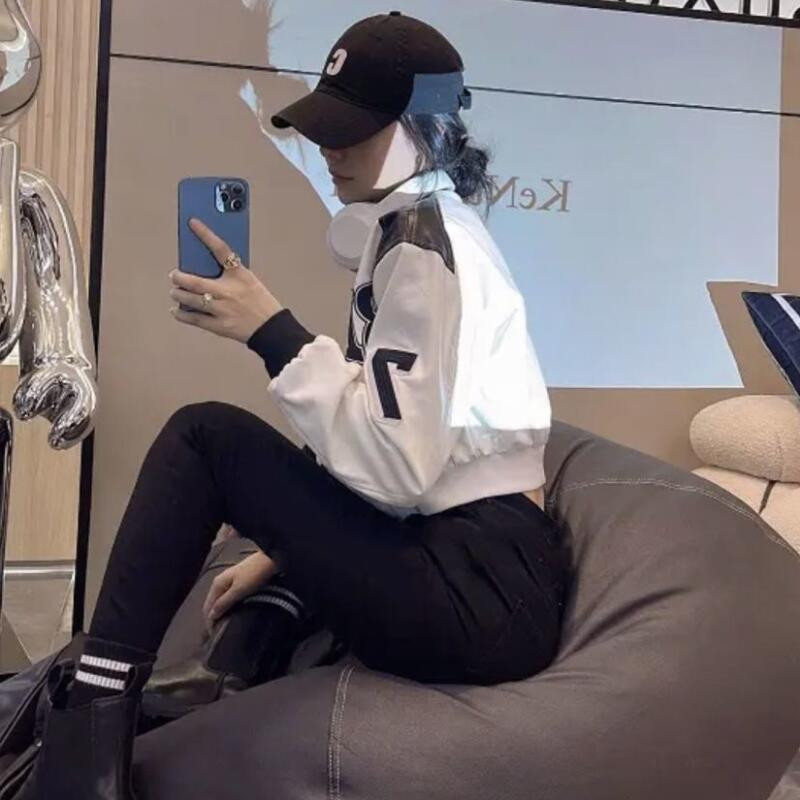 Modes sieviešu ādas jaka 2023. gada jaunās pavasara jakas Sieviešu mētelis Sieviešu virsdrēbes Īsi, plāni beisbola mēteļi