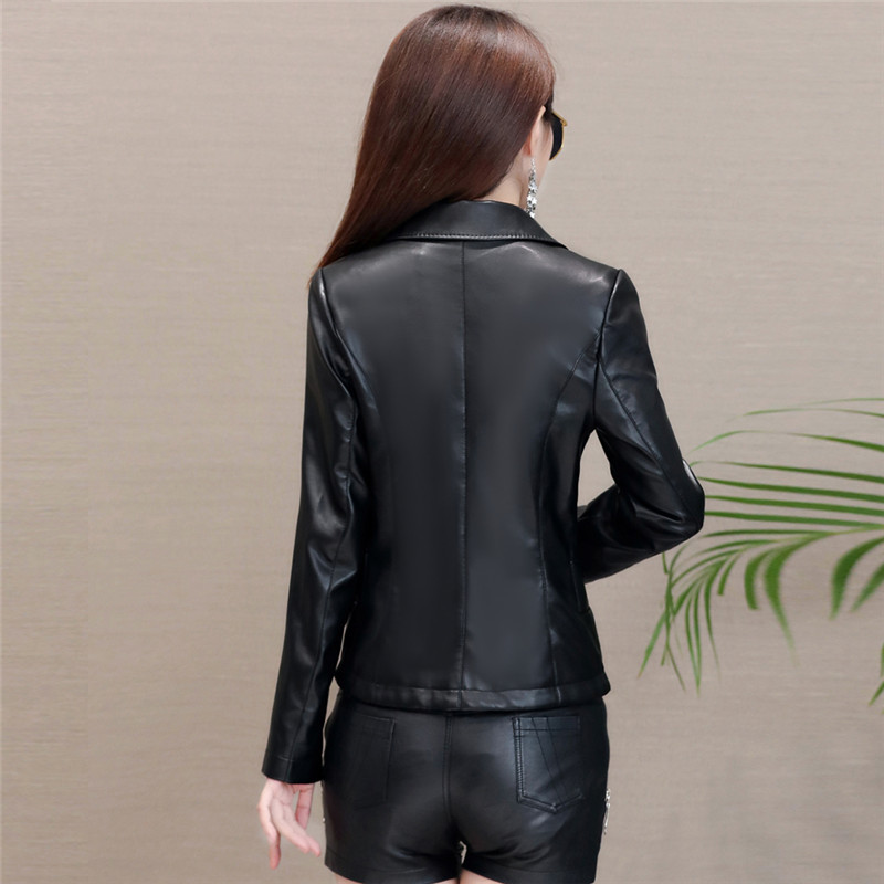 Toamnă Femei Jachetă de piele Pu fetiță Palton scurt Femeie Negru Punk Bomber Faux Piele Îmbrăcăminte de primăvară Blazer tops Sinngle Buton