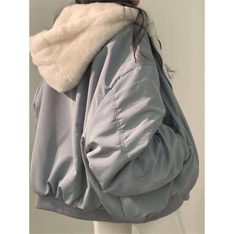 Iarna 2022, nou, cașmir, îngroșare, haină scurtă cu glugă, pe ambele părți, lână de miel, bumbac, haine pentru femei, Jachete Y2k