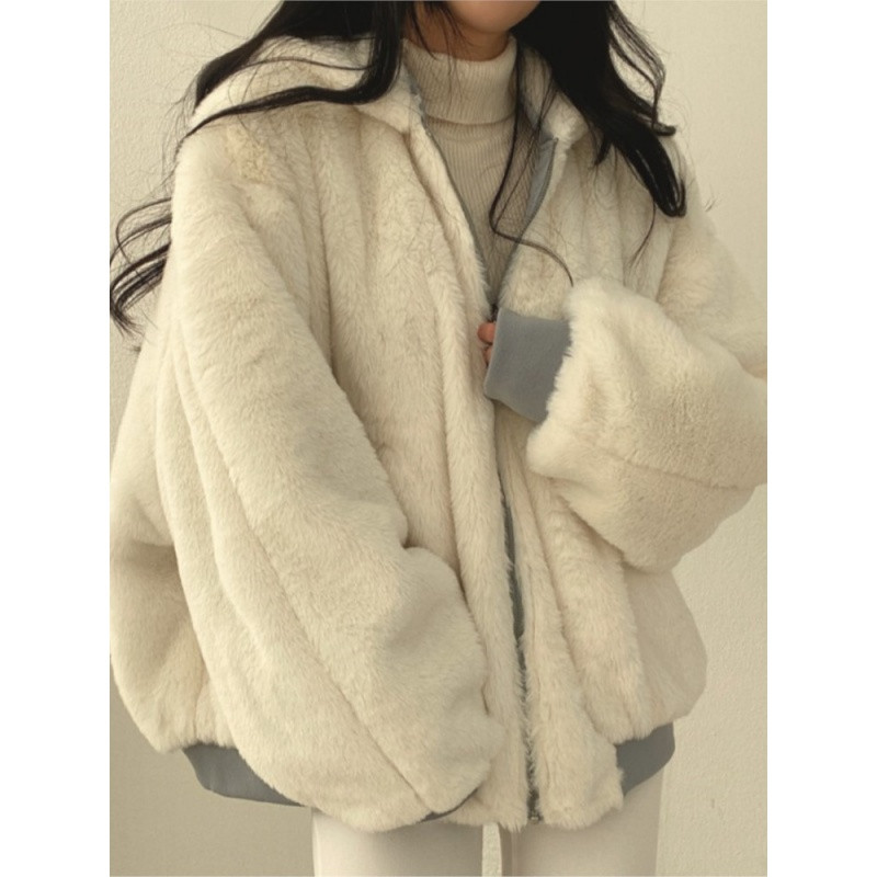 Iarna 2022, nou, cașmir, îngroșare, haină scurtă cu glugă, pe ambele părți, lână de miel, bumbac, haine pentru femei, Jachete Y2k