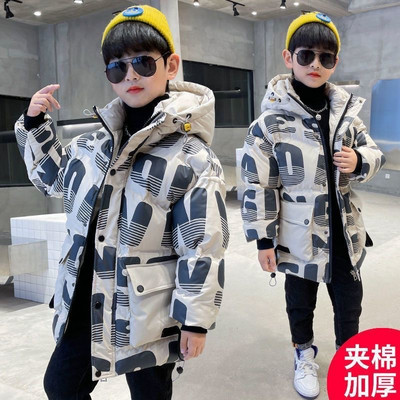 Parka pentru copii Băieți, iarnă, paltoane calde, moda pentru adolescenți, jachete cu glugă îngroșate, cu imprimeu cu litere, costum de zăpadă în aer liber pentru copii XMP441