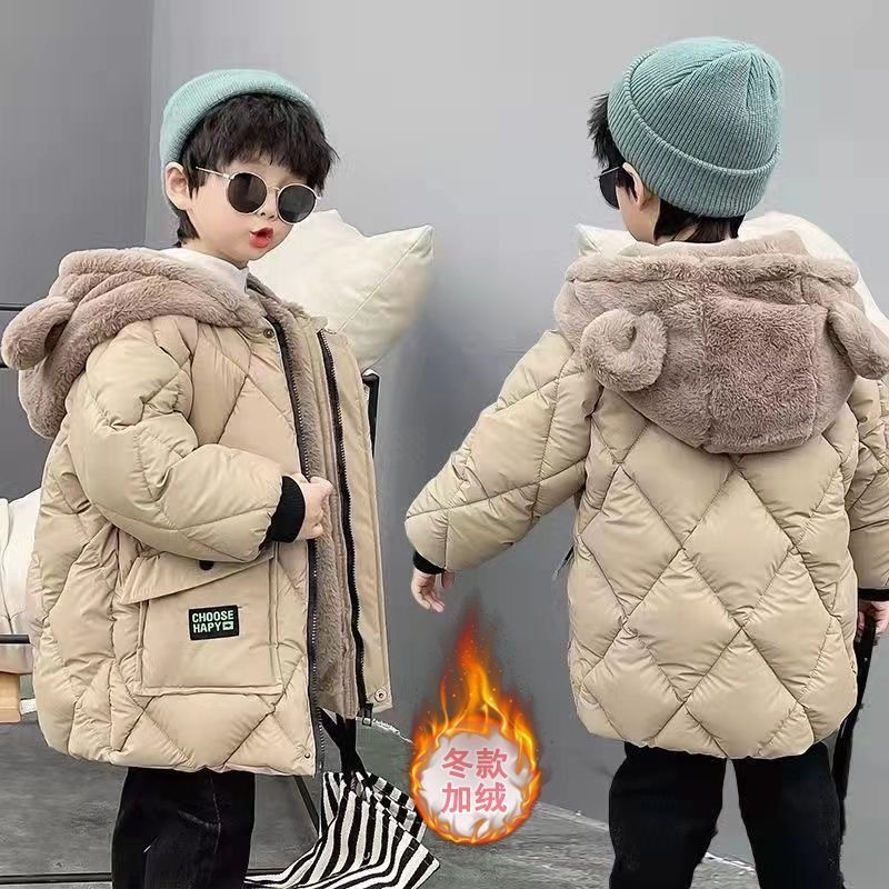 Parka pentru copii Băieți, iarnă, paltoane calde, moda pentru adolescenți, jachete cu glugă îngroșate, cu imprimeu cu litere, costum de zăpadă în aer liber pentru copii XMP441