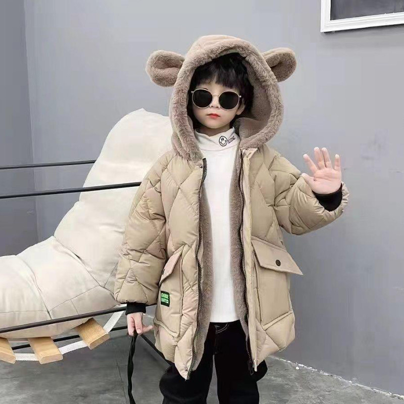 Parka pentru copii Băieți, iarnă, paltoane calde, moda pentru adolescenți, jachete cu glugă îngroșate, cu imprimeu cu litere, costum de zăpadă în aer liber pentru copii XMP441