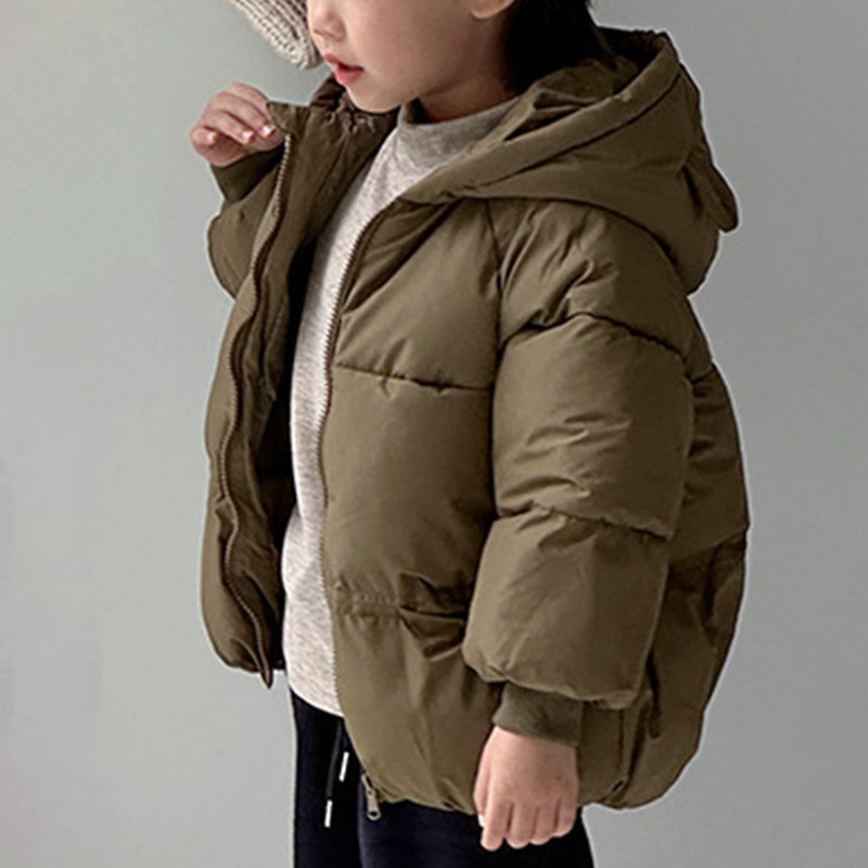 Maziem bērniem, mazuļiem, zēniem, meitenēm, ziemai, siltiem mēteļiem, ausīm ar kapuci, polsterētu jaku