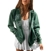 Jachetă verde pentru femei, 2023, de toamnă, jachete, catifea, caldă, de iarnă, haină, ocazional, cu fermoar, hanorac, maiuri, veste pentru femei