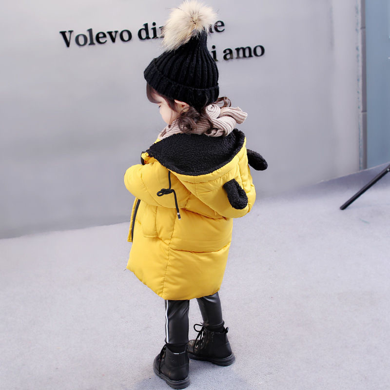 1 2 3 4 5 6 7 gadu bērnu bērni Parkas Ziemas siltā dūnu jaka meitenēm Mētelis ar garu kapuci bērnu virsdrēbes Toddler Girl Apģērbs