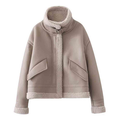 Femei 2023 toamna nou la modă, totul se potrivește, haină scurtă cu rever, retro, mânecă lungă, șic, fermoar, buzunar lateral, top casual pentru femei