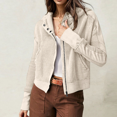 Veste casual Streetwear Jachetă cu glugă Manecă lungă pentru femei Fermoare Mantoane Jachetă bomber versatilă supradimensionată Cardigan Îmbrăcăminte exterioară pentru femei