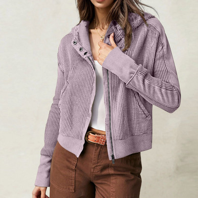 Veste casual Streetwear Jachetă cu glugă Manecă lungă pentru femei Fermoare Mantoane Jachetă bomber versatilă supradimensionată Cardigan Îmbrăcăminte exterioară pentru femei