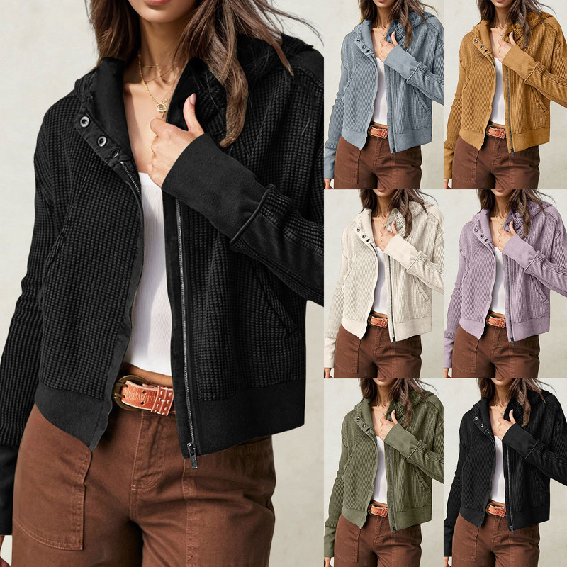 Veste casual Streetwear Jachetă cu glugă Manecă lungă pentru femei Fermoare Mantoane Jachetă bomber versatilă supradimensionată Cardigan Îmbrăcăminte exterioară pentru femei