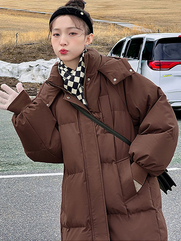 Sieviešu biezs, garš mētelis, 2023. gada ziemas bruņurupucis ar garām piedurknēm, vaļīgs midi sieviešu jaka Modes ielas rāvējslēdzēja masīvs sieviešu parka mēteļi