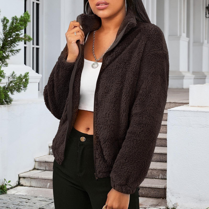 Cele mai vândute jachete de iarnă pentru femei Jachetă de culoare solidă Jachete cu mânecă lungă din lână cu buton în jos Jachete fără glugă Palton cald 여성가을의류