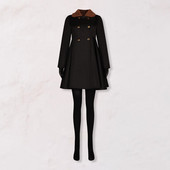 Jachetă neagră pentru femei, mănuși, set de centuri, mozaic, guler răsturnat, subțire, cu două piept, costum cosplay, haină, costum de Halloween