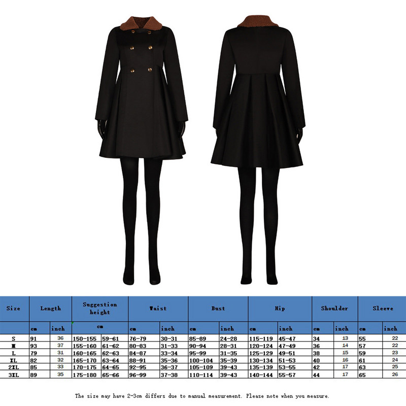 Jachetă neagră pentru femei, mănuși, set de centuri, mozaic, guler răsturnat, subțire, cu două piept, costum cosplay, haină, costum de Halloween