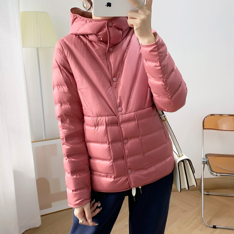 Janveny új őszi téli ultrakönnyű, kétoldalas pufferkabát női alkalmi kapucnis 90%-os pehelykabát, rövid, megfordítható női parka
