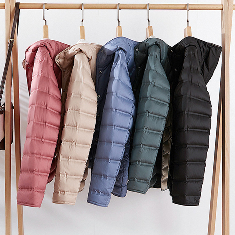 Janveny új őszi téli ultrakönnyű, kétoldalas pufferkabát női alkalmi kapucnis 90%-os pehelykabát, rövid, megfordítható női parka