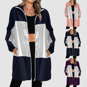 Cele mai vândute jachete de iarnă pentru femei Haine de iarnă marimi mari Jachete pentru femei Jachetă casual cu glugă, cu buzunare bloc de culoare 여성가을의류