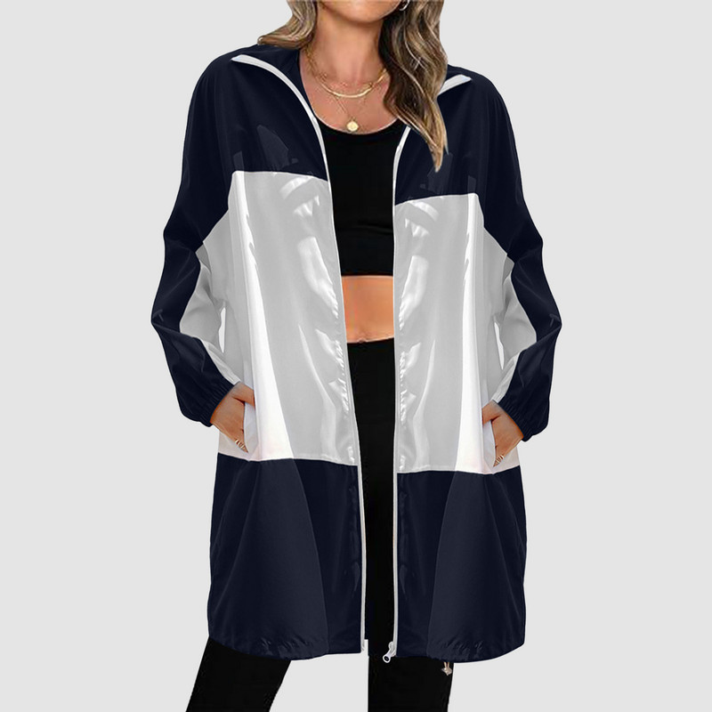 Cele mai vândute jachete de iarnă pentru femei Haine de iarnă marimi mari Jachete pentru femei Jachetă casual cu glugă, cu buzunare bloc de culoare 여성가을의류