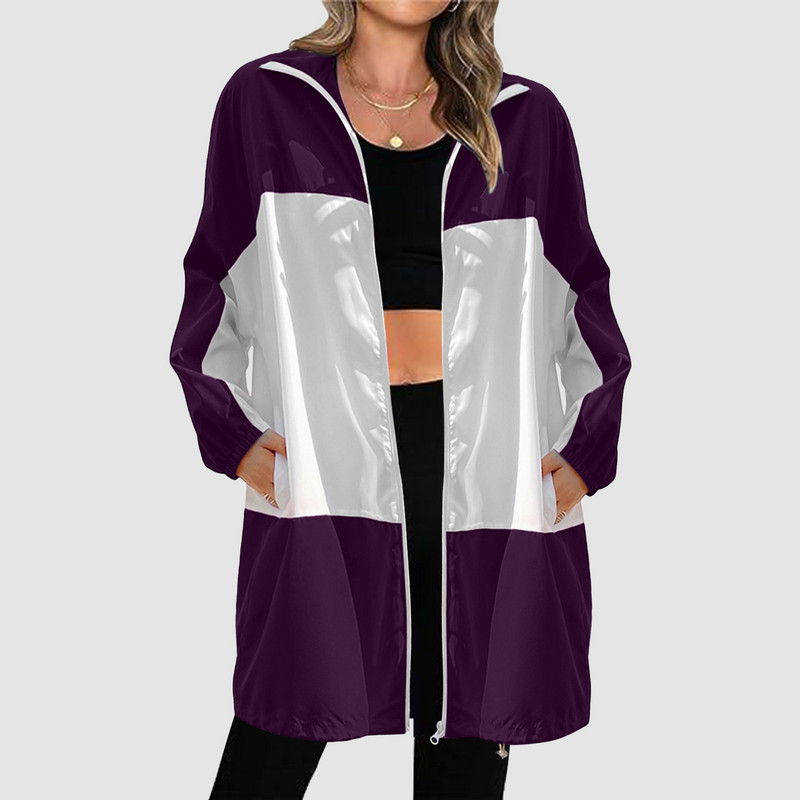 Cele mai vândute jachete de iarnă pentru femei Haine de iarnă marimi mari Jachete pentru femei Jachetă casual cu glugă, cu buzunare bloc de culoare 여성가을의류