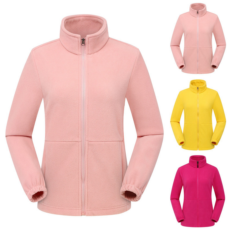 Haine de iarnă Jachete pentru femei, ocazional, guler cald, cardigan cu fermoar, cu țesătură fleece confortabilă, jachetă de culoare solidă cu buzunare