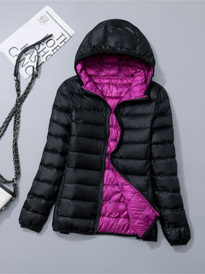 Jachete de iarnă pentru femei 2023, nou toamnă iarnă, cu glugă reversibilă, rezistentă la vânt, paltoane din puf de rață, parkas portabil ultra ușoare