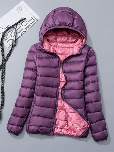 Jachete de iarnă pentru femei 2023, nou toamnă iarnă, cu glugă reversibilă, rezistentă la vânt, paltoane din puf de rață, parkas portabil ultra ușoare