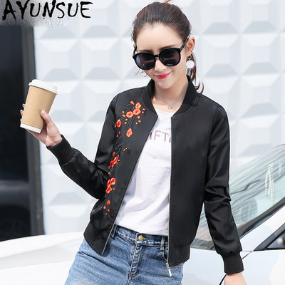 Jachetă cu broderie Jachetă de baseball pentru femei Jachete pentru femei de mărime mare Îmbrăcăminte exterioară coreeană neagră Jaqueta Feminina KJ393